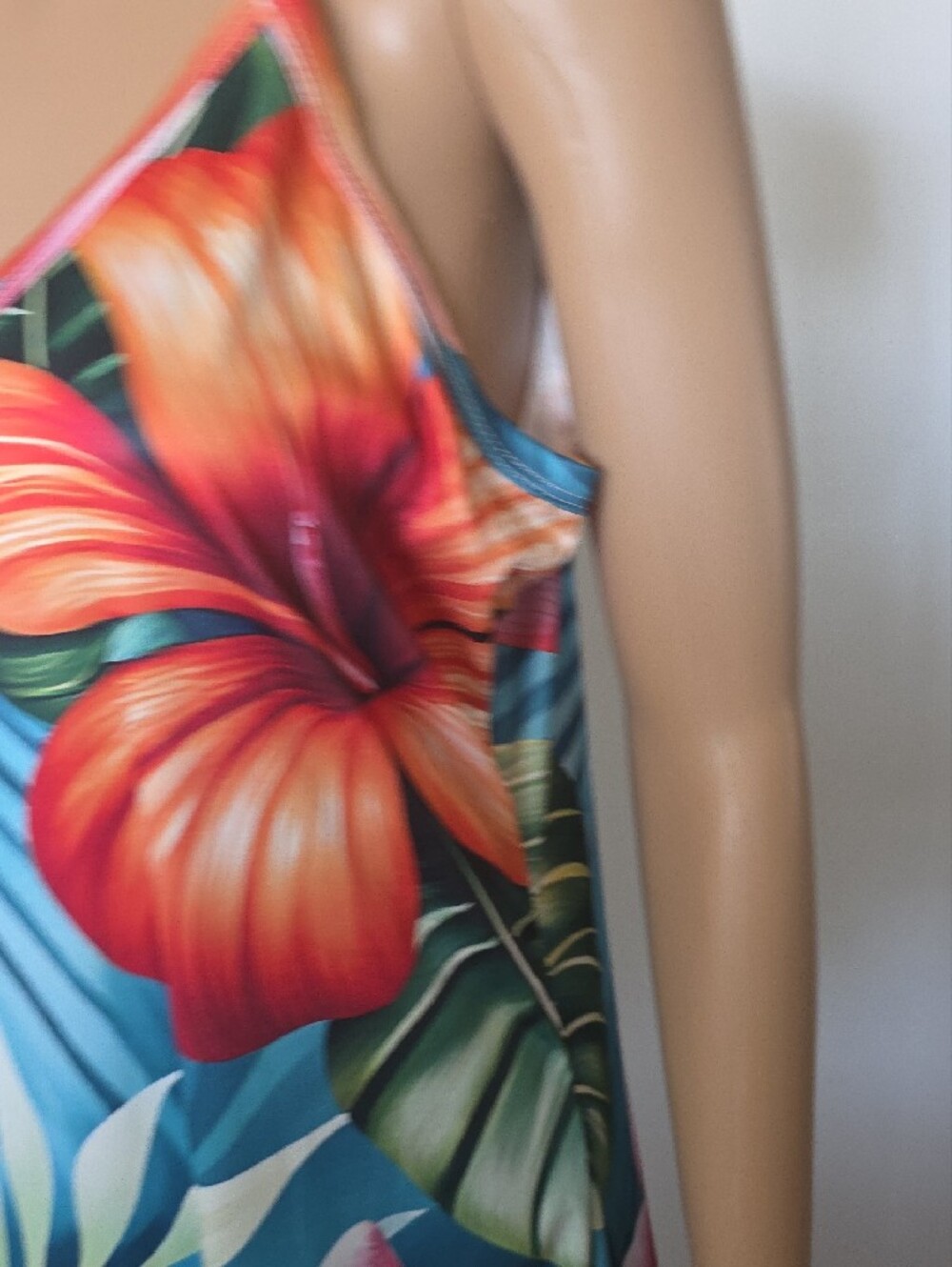 Tropical Floral Maxi Slip Dress in Teal & Coral - Picture 3 of 5